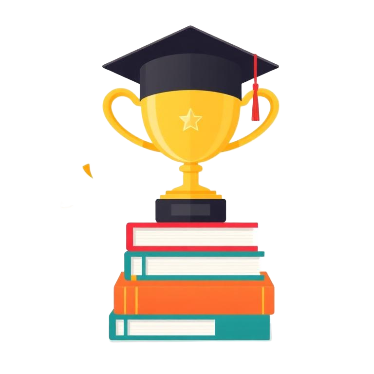 Trophy on a stack of books